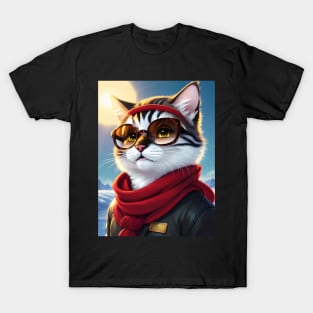 Cat in the snow - Modern digital art T-Shirt